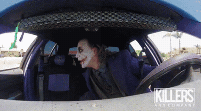 Joker Man Driving Car With Killers GIF