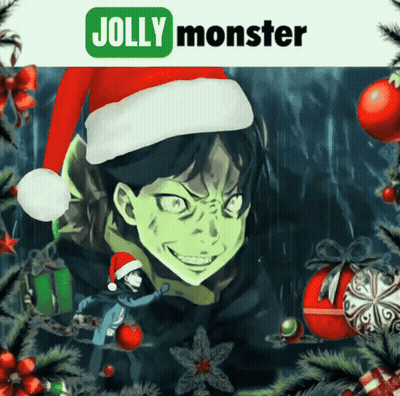 Jolly Monster Poster Man In Santa Hat GIF