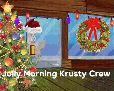 Jolly Morning Krusty Crew With A Christmas Tree And A Wreath GIF