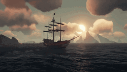 Jolly Roger Flapping On A Calm Sea GIF