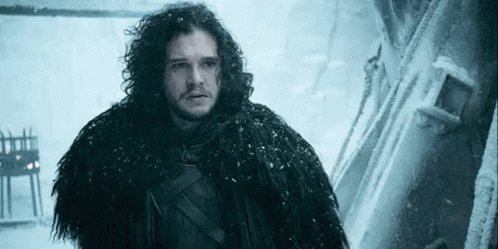 Jon Snow From Game Of Thrones Is Standing In The Snow . GIF