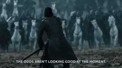 Jon Snow Is Holding A Sword In Front Of A Crowd Of Horses In A Game Of Thrones Scene . GIF