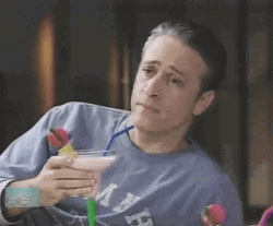 Jon Steward Licking Margarita Straw GIF