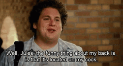 Jonah Hill Of Superbad Talking About His Back GIF