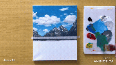 Joony Art Painting Mountains On Canvas GIF