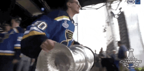 Jordan Binnington Showing Stanley Cup To Fans GIF