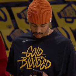 Jordan Poole Orange Beanie Cap GIF