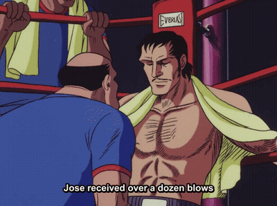 Jose Receiving Dozen Blows In Boxing Ring Cartoon GIF