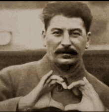 Joseph Stalin Funny Heart Hand Sign Edit