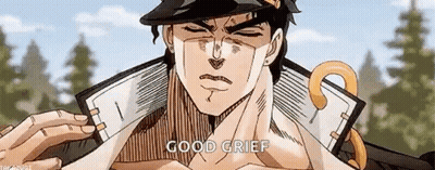 Jotaro Kujo From Jojo 'S Bizarre Adventure Is Wearing A Hat And Holding A Book In His Hand . GIF