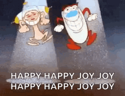 Joy Happy Jumping Ren Stimpy GIF