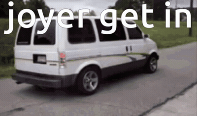 Joyer Get In White Van Driving Down Road GIF