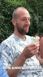 Joyeux Anniversaire Man Blowing Candle With Nose GIF