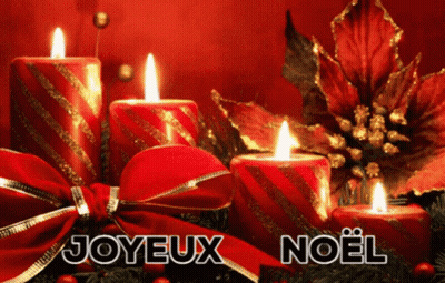 Joyeux Noel Christmas Card Candles GIF
