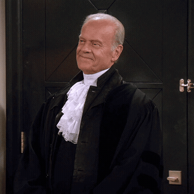 Judge In Robe Saying My Pleasure In Front Of Door GIF