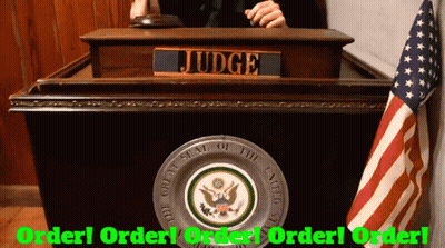 Judge Podium With American Flag Saying Order Order Order GIF