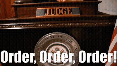 Judge Podium With Judge Sign GIF