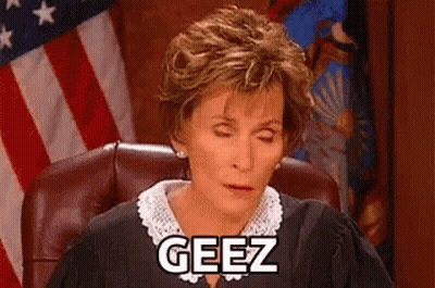 Judge Sitting In Courtroom Eyes Closed Saying Geez GIF
