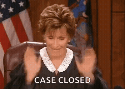 Judge Sitting With Hands In Air Case Closed GIF