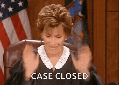 Judge Sitting With Hands In Air Case Closed GIF