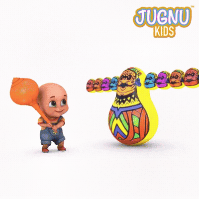 Jugnu Kids Baby On Colorful Caterpillar GIF
