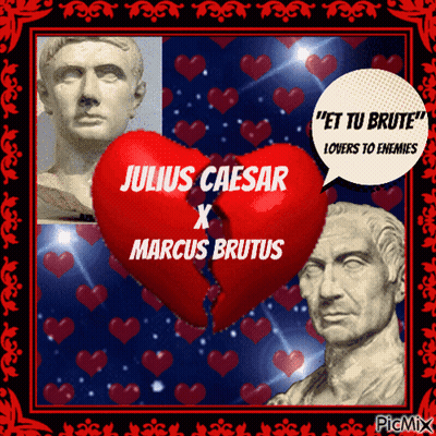 Julius Caesar And Marcus Brutus With Hearts GIF