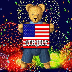 July 4Th Bear Holding Flag GIF