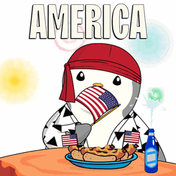 July 4Th Pudgy Penguin Waving Flag GIF