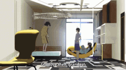 Jump Out Window Goodbye Grandpa Anime GIF