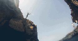 Jumping Off A Cliff Summer Swimming GIF