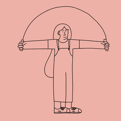 Jumping Rope Playing Girl Illustration Design GIF