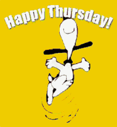Jumping Snoopy Happy Thursday GIF