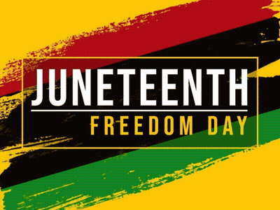 Juneteenth Freedom Day Poster Black Red Yellow Green Background GIF
