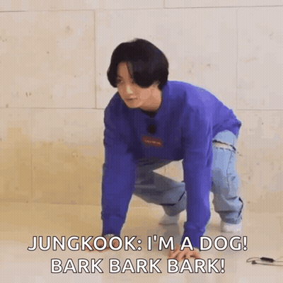 Jungkook Kneeling Saying I'm A Dog Bark Bark Bark GIF