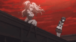 Junko Enoshima Shivering On Rooftop GIF