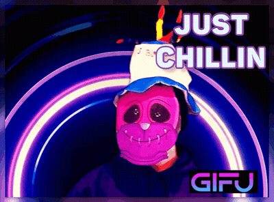 Just Chillin Gifu Poster Person Pink Mask GIF