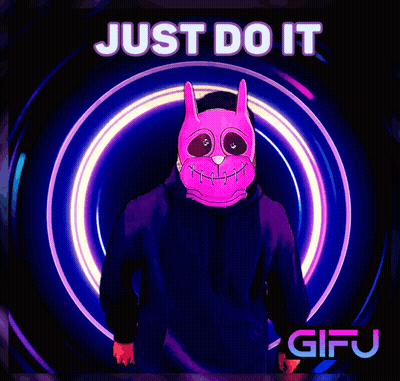 Just Do It Poster Person In Bunny Mask GIF