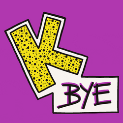 K Bye Colorful Blinking Calligraphy GIF