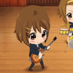 K-On Animated Yui Hirasawa Playing Guitar GIF