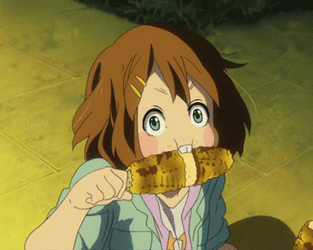 K-On Yui Hirasawa Eating Corn GIF