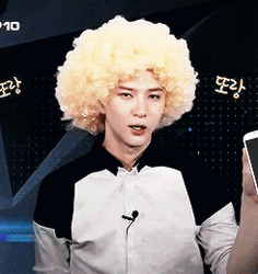 K Pop Jung Taekwoon Wearing Blonde Afro GIF