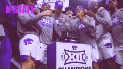 K State Men's Basketball Players Celebrate With Trophy GIF