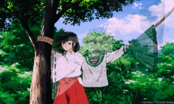 Kagome Hanging Her Clothes GIF
