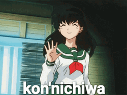 Kagome Waving Hi GIF