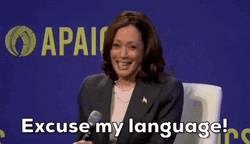 Kamala Laugh Excuse My Language GIF