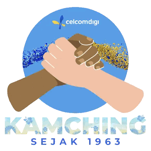Kamching Sejak 1963 Logo Hand Holding Stick Sticker