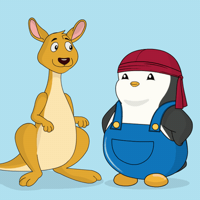 Kangaroo Carrying Baby And Penguin Holding Baby GIF