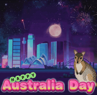 Kangaroo City Skyline Happy Australia Day