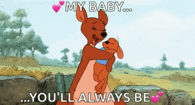 Kangaroo Holding Baby Saying My Baby You'll Always Be GIF