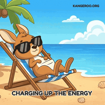 Kangaroo In Sunglasses Laying In Beach Chair Charging Up The Energy GIF